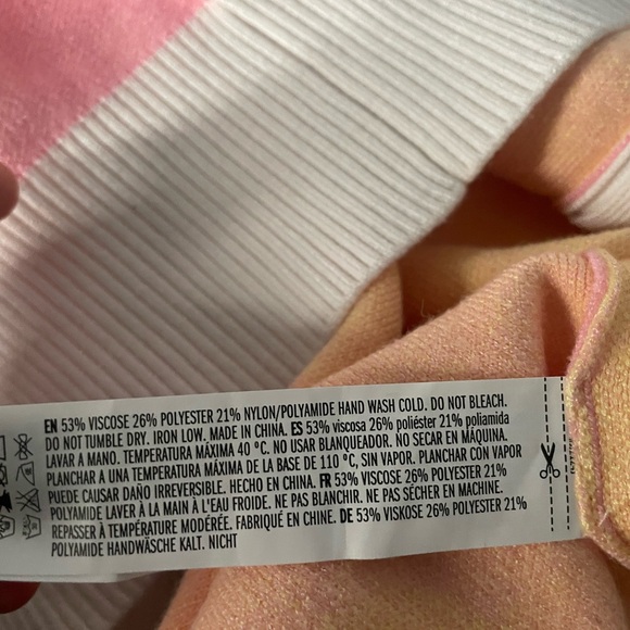 English Factory Pink & Yellow Heart-Print V-Neck Cardigan Anthropologie NWT - Picture 6 of 6